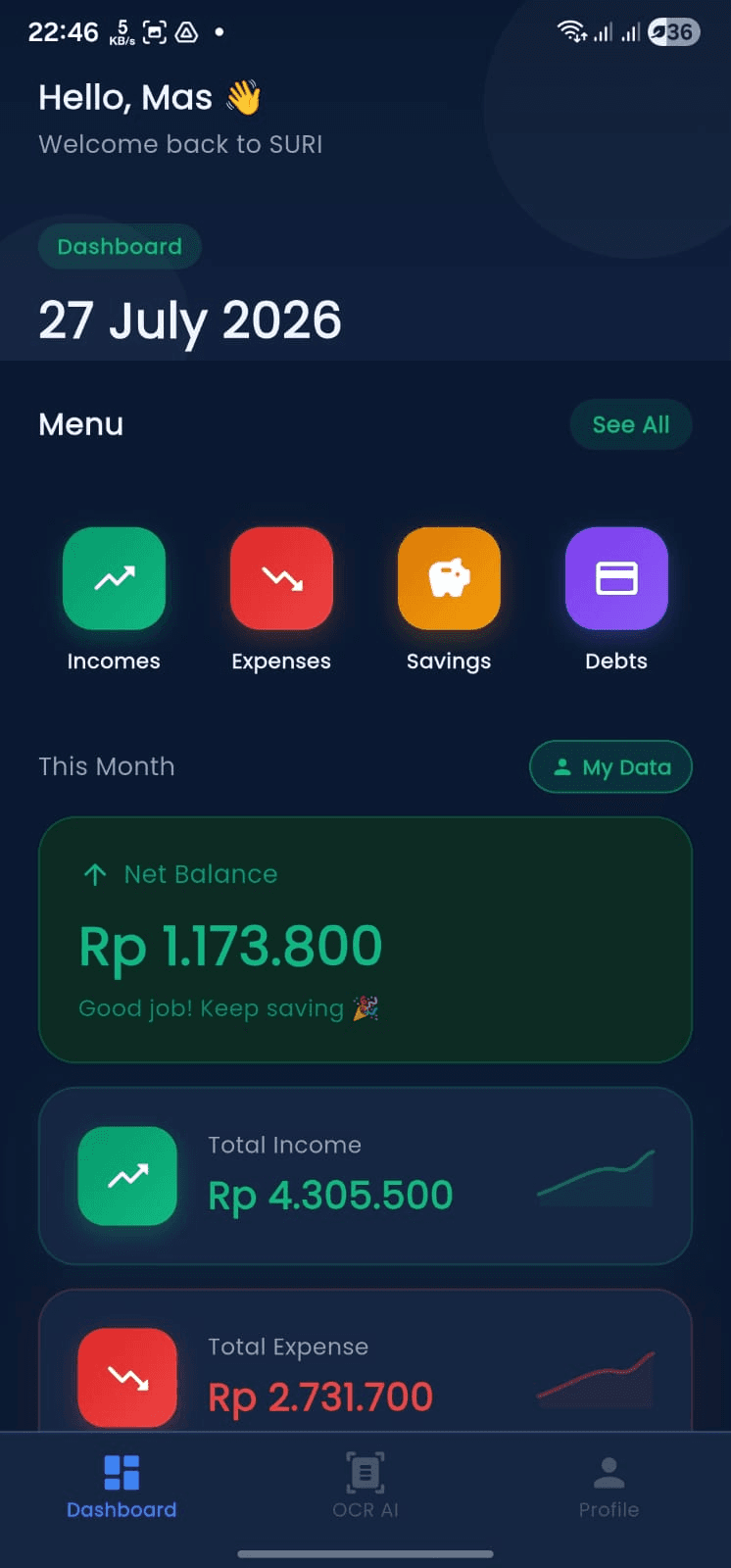 Screenshot RFC Finance Mobile